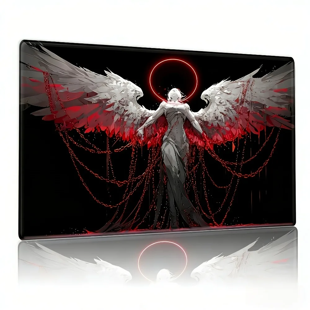 Mysterious Dark Angel game controller pad, table pad, game mouse pad, with red chain and halo patterns, suitable for trading
