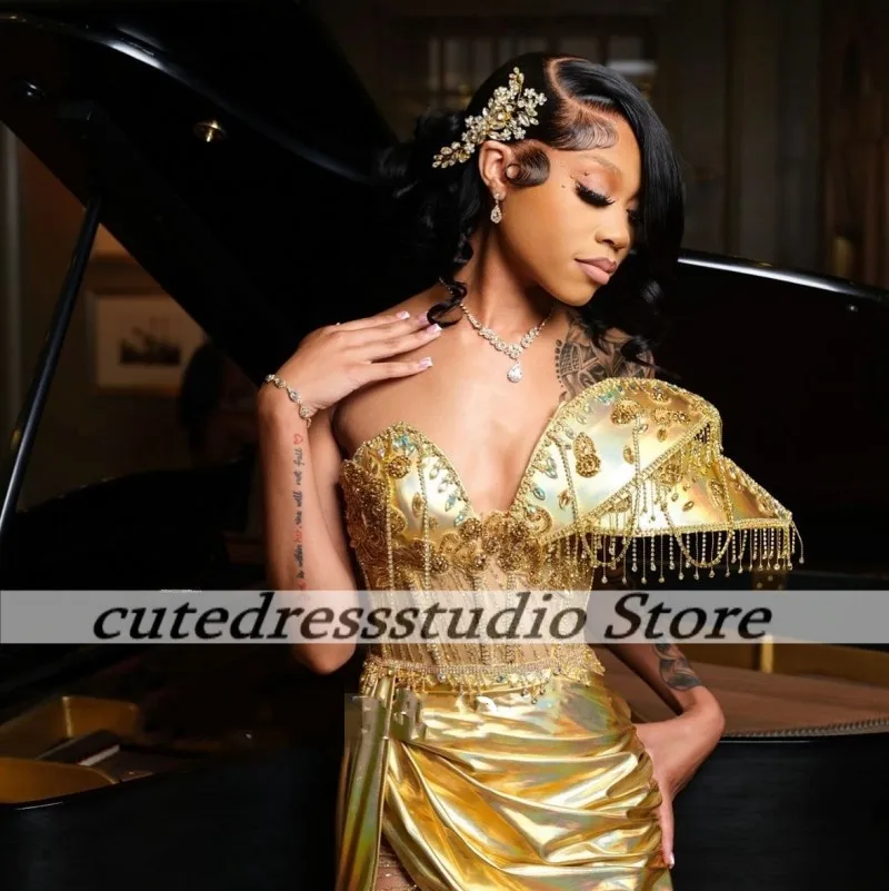 高級恋人マーメイドウエディングドレス魅力的なビーズクリスタルローブドソワレフリル結婚式イブニングパーティードレスカスタマイズ