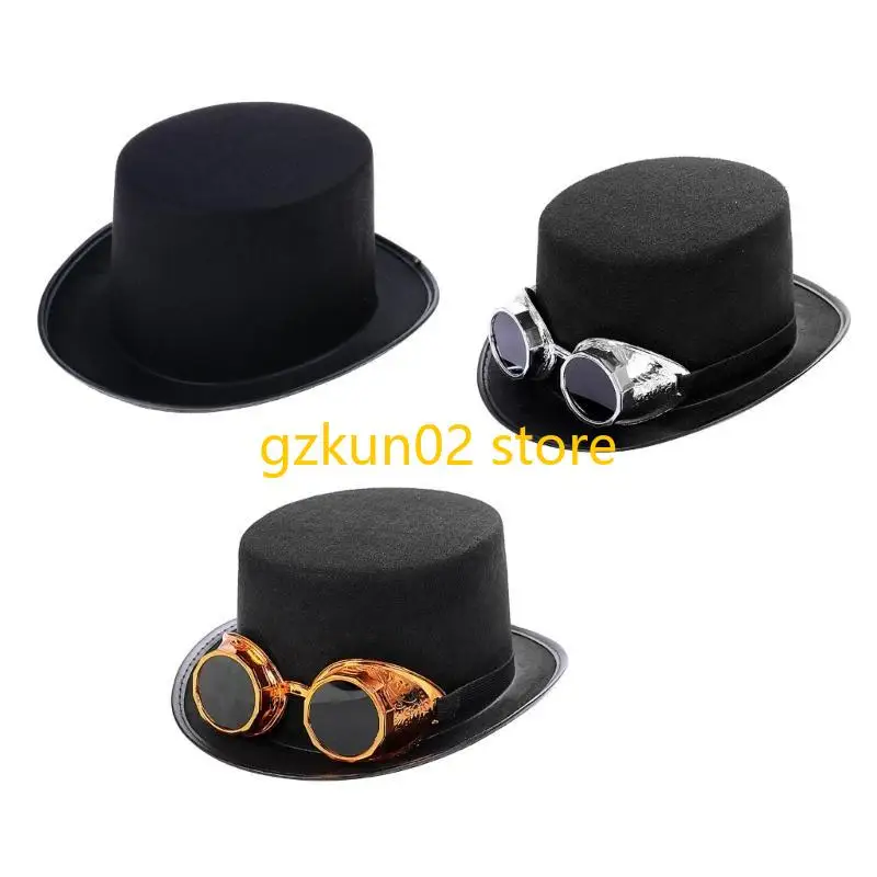 KXRB Steampunk Men Hat Gay Top Hat Steampunk Top Hat Black Halloween Top Hat Carnival