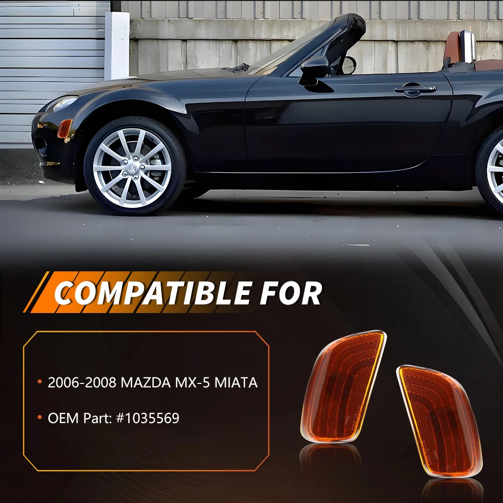 new Rear & Front Bumper Parking turn signal Light Side Marker Light Housings For 2006 2007 2008 Mazda MX-5 Miata No Bulb/Socket