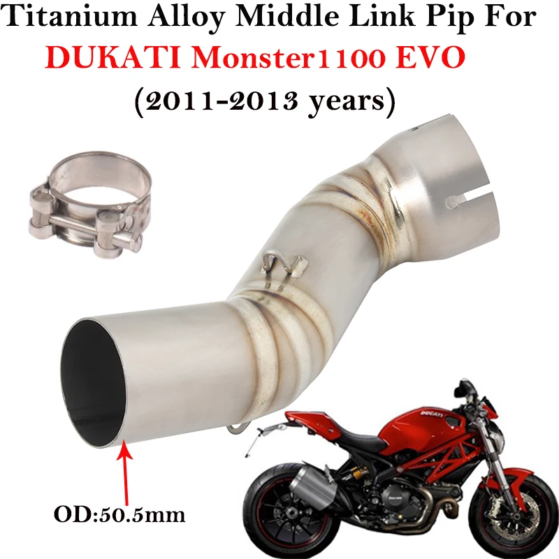 

Slip-On For Ducati Monster 1100 EVO 2011 2012 2013 Motorcycle Exhaust Modify Escpae Muffler Titanium Alloy Middle Link Pipe