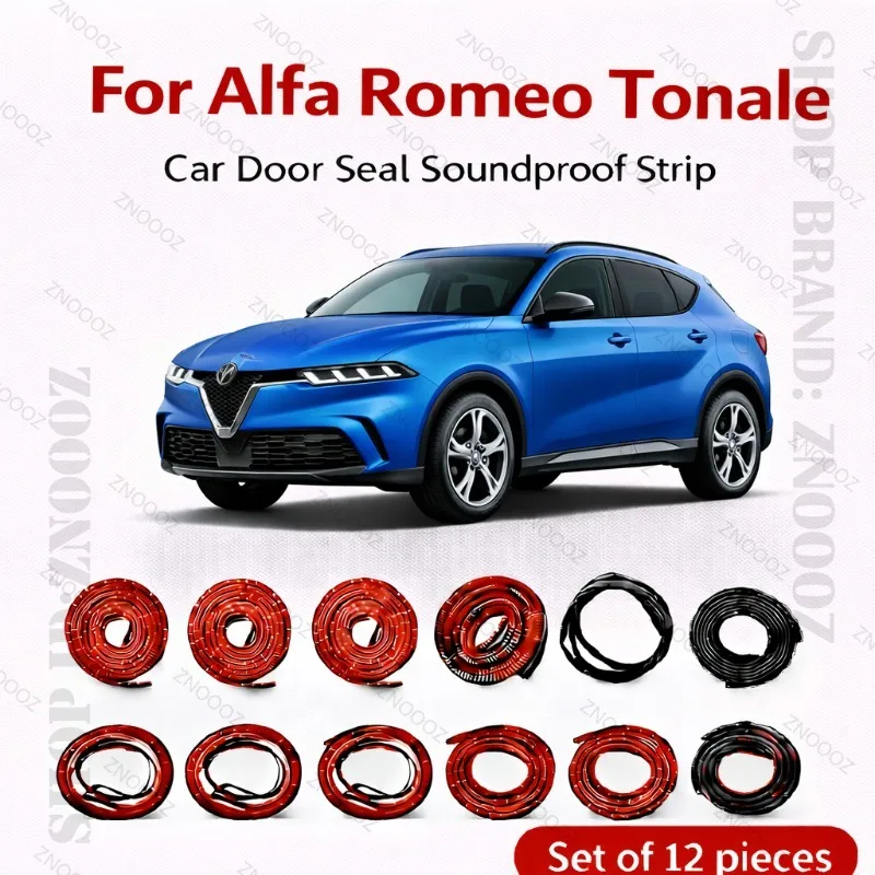 

For Alfa Romeo Tonale Car Door Seal Strip Rubber Double Layer Soundproof Dustproof Waterproof Door Weatherstrip 12PCS Set