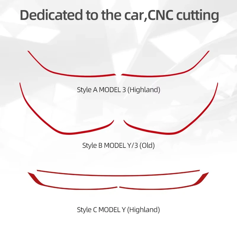 ل تسلا نموذج 3 هايلاند 2024 نموذج Y العرعر سيارة العلوي الحواجب قطاع الكسوة تغيير لون فيلم لاصقة تزيين ملحق #3
