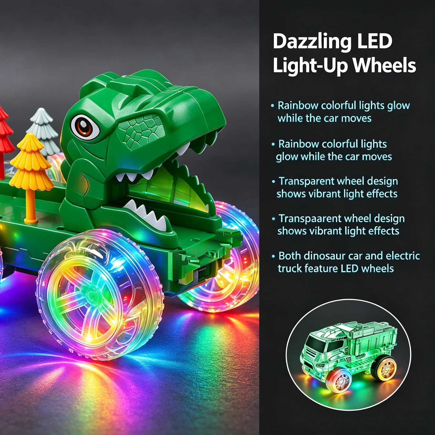 Magic Climbing Dinosaur Track Train Flexible Race Tracks LED Light‑Up Wheels Dinosaur Figures Car Toy Railway Building Toy Gift