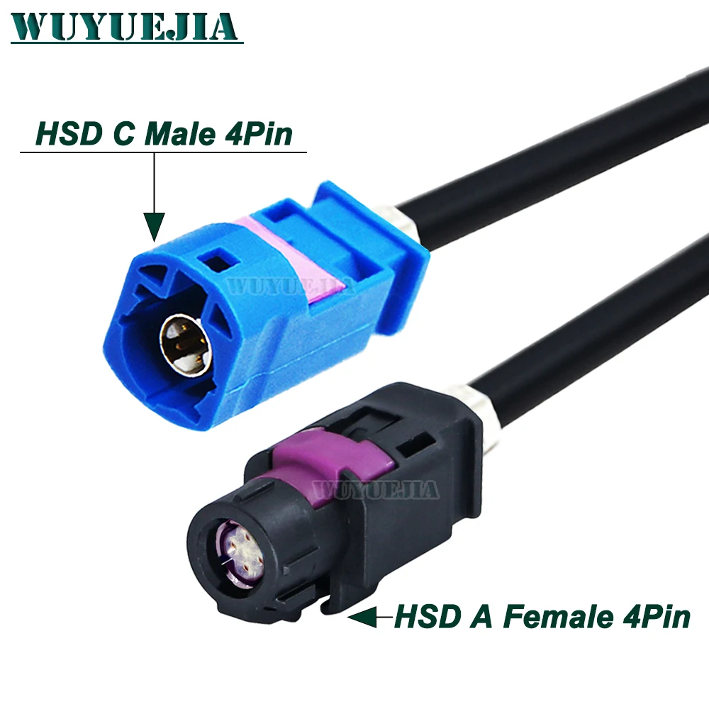 1Pcs Black A Female to Blue C Male Plug 4 Pin HSD LVDS Connector for car radio GPS Navigation Display High Speed LVDS HSD Cables