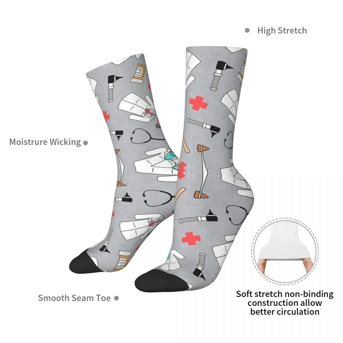 Medical Doctor - Gray Socks Harajuku High Quality Stockings All Season Long Socks Accessories for Man's Woman's Gifts