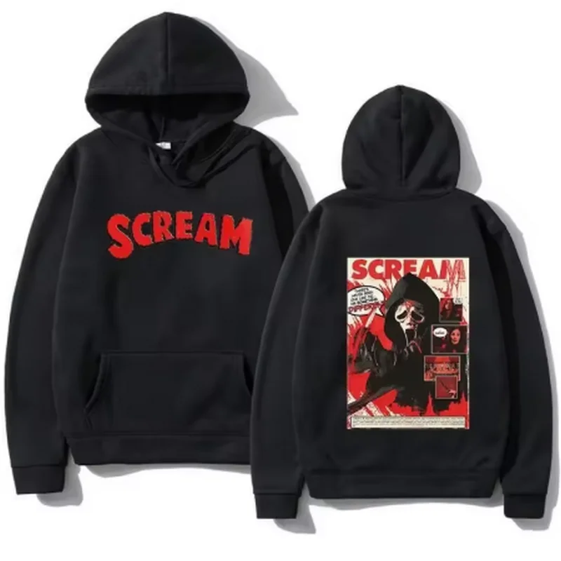 الصراخ السادس Ghostface هوديي جديد الخريف والشتاء الرجال الرجال موضة جديدة بلوزات فضفاضة عادية Harajuku قناع السترة ملابس رياضية