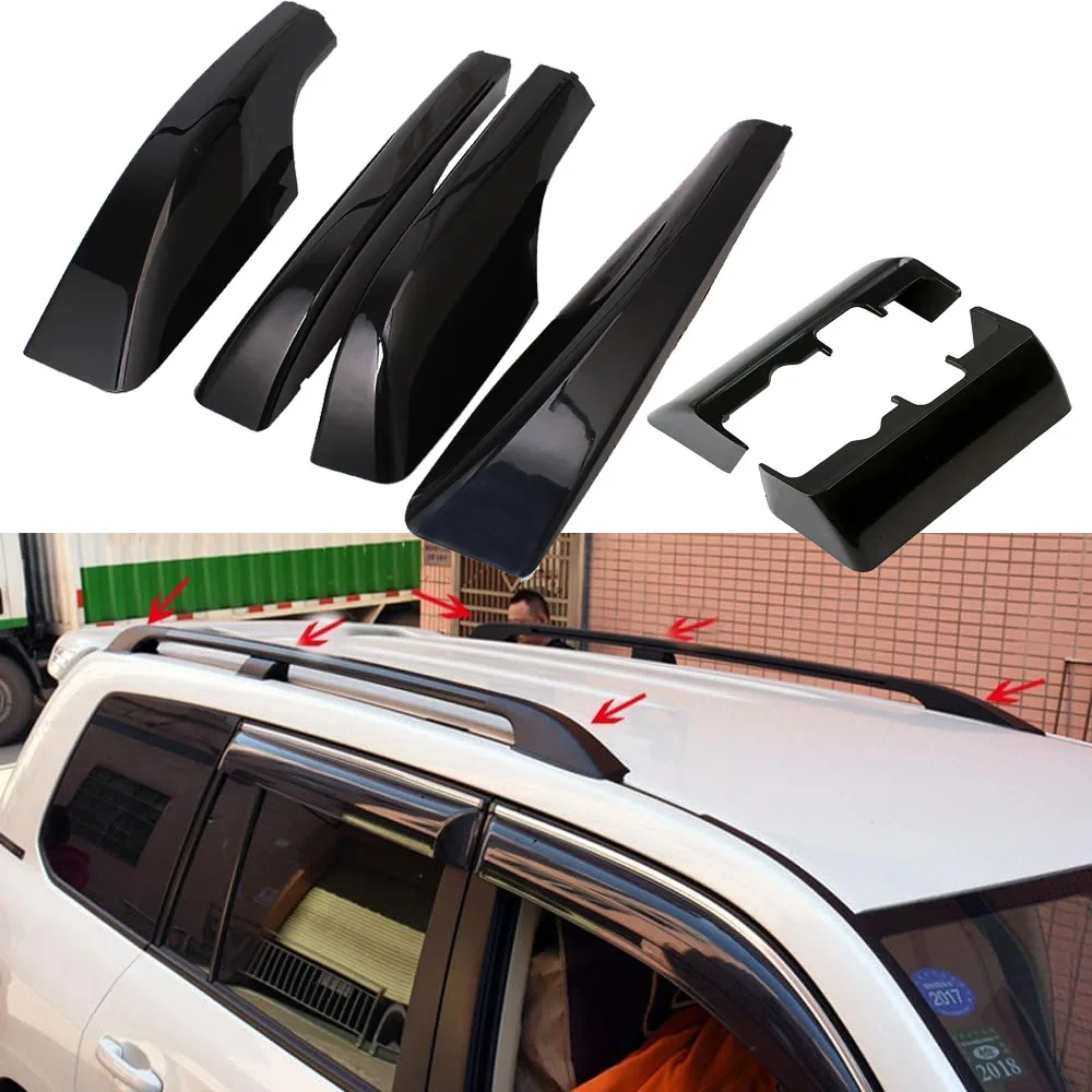 Tampa da extremidade dos trilhos laterais da cremalheira do telhado do carro para toyota land cruiser lc200 j200 2008-2021 preto carga rack pernas proteção substituir