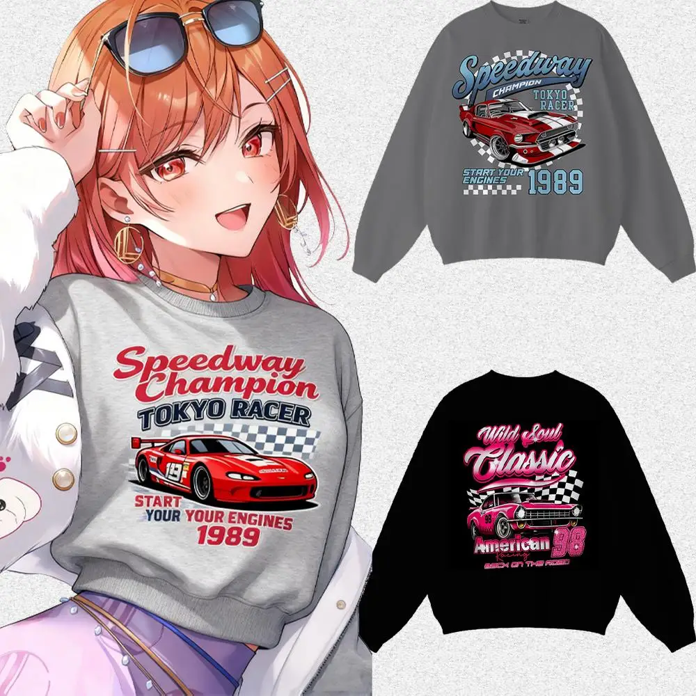 

Retro Racing Pattern Sweatshirt Autumn And Winter Y2K Street Casual Loose Comfortable Long Sleeve Men And Women Fashion Pullover
