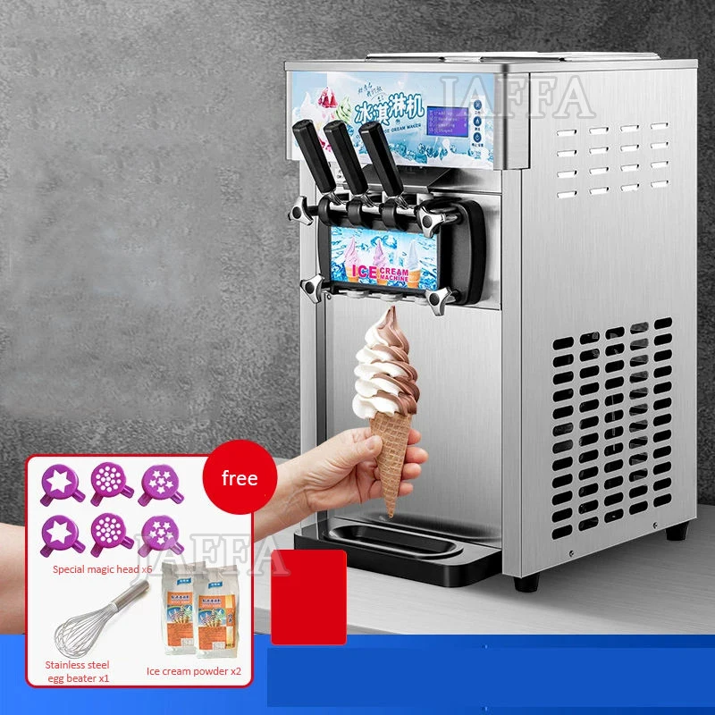 New Soft Serve Commercial Ice Cream Machine with High Productivity 2+1 Mix Flavors Nuts Chocolate & Fruit Options