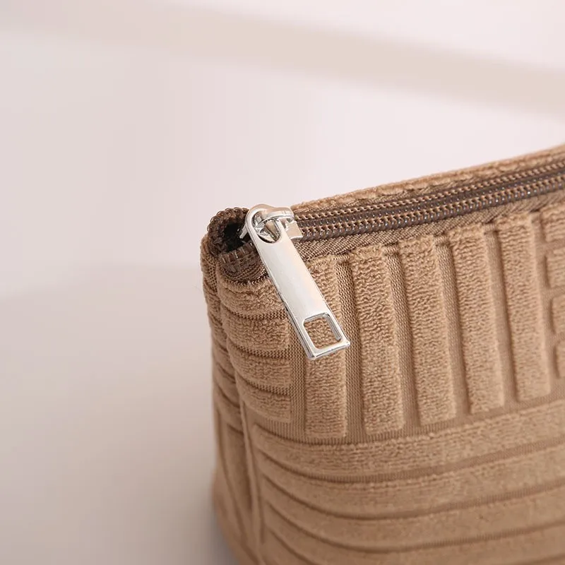 Makeup Bag New Street Trend Large Capacity Towel Woven Stripe Portable Travel Home Cosmetics Storage