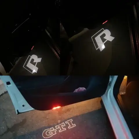 폭스바겐 R 골프 5 6 7 GTI GTD GTE 투아렉 CC 파사트 B6 B7 B8 B9 C6 C7 C8 티구안용 LED 자동차 도어 로고 프로젝터 라이트 액세서리