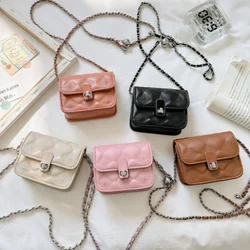 Girl's New Fashion Lingge Children's Crossbody Bag Versatile Girl's Small Square Bag Baby Zero Wallet Shoulder Bag