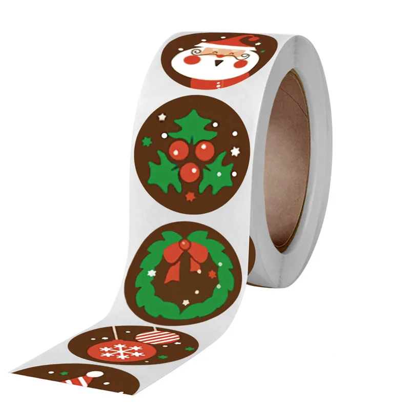 500 قطعة عيد ميلاد سعيد ملصقات 1 بوصة مستديرة عيد الميلاد العلامات ملصقات للأطفال هدية الخبز حزمة المغلف القرطاسية ديكور