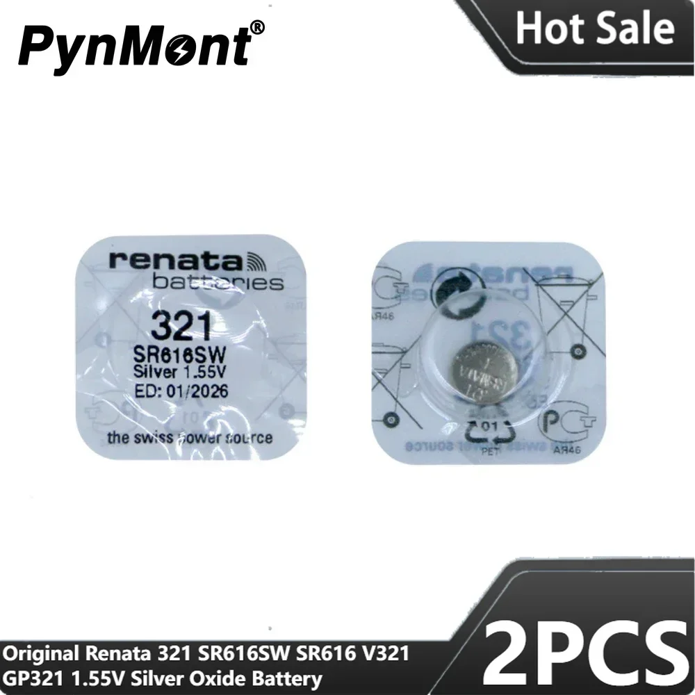 2 uds Original Renata 321 SR616SW SR616 V321 GP321 1,55 V batería de óxido de plata para reloj calculadora botón hecho suizo pila de moneda