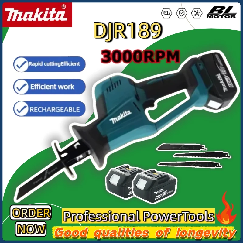 

Makita DJR189 Бесщеточная аккумуляторная пила для резки дерева и металла Электрическая сабельная аккумуляторная пила Портативные электроинструменты для 18 В
