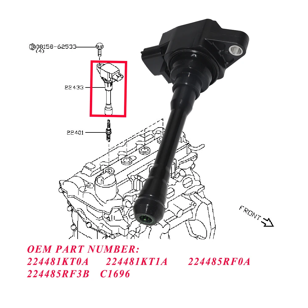 

Катушка зажигания C1696 для NISSAN Altima CUBE Frontier MARCH Sentra Versa TIIDA Murano NV200 Rogue Select Pathfinder 224481KT0A