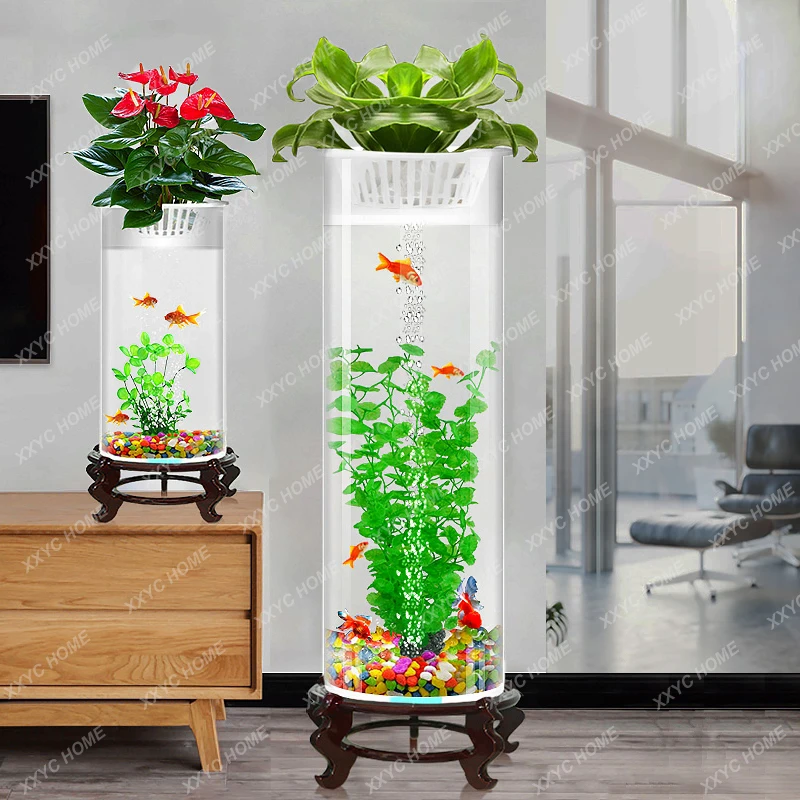 

Cylindrical Fish Tank Small Vertical Floor Fish Globe Ecological Automatic Filter Aquarium Change Water