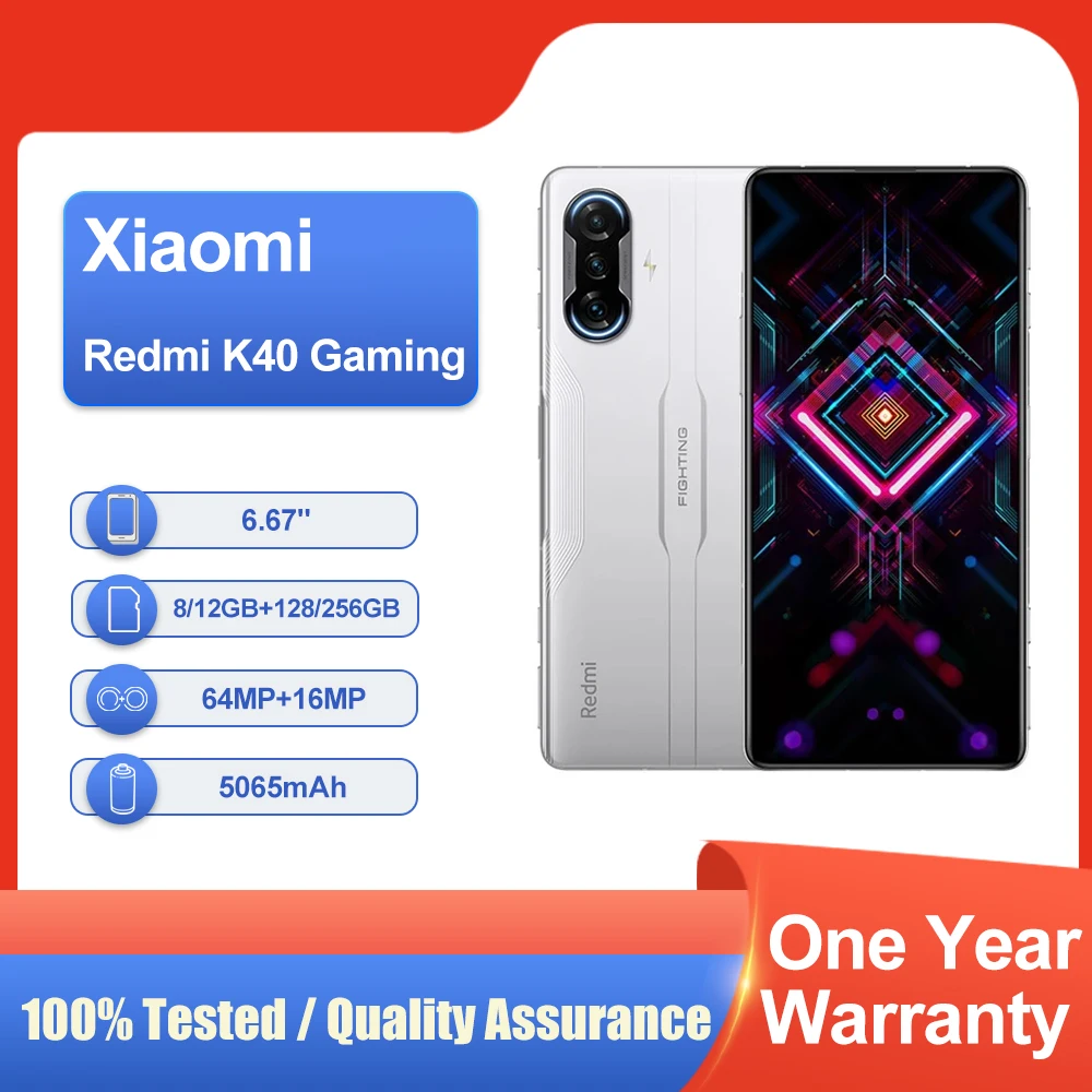 هاتف Xiaomi Redmi K40 Gaming 5G كاميرا 64 ميجابكسل عالمية rom Mediatek بصمة 5065 مللي أمبير في الساعة هاتف مستعمل