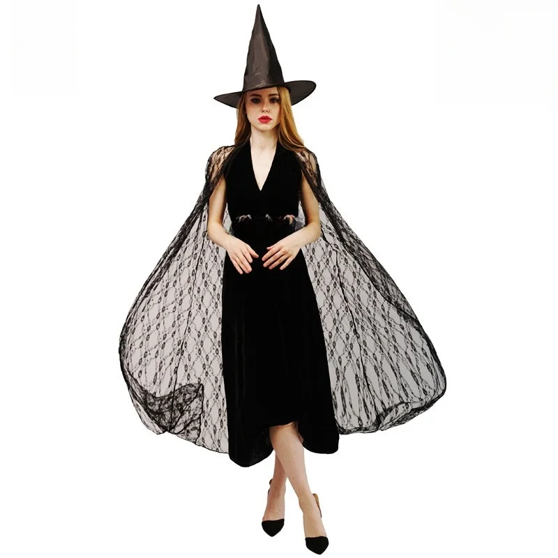 Adult Women's Long Witch Costume loween Stage Performance Outfit Ele Fem Wizard Attire Winter Collection 