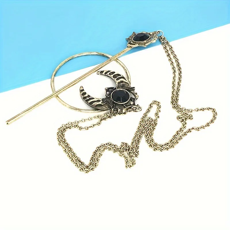 Ethnische Wikinger Punk Hexe Stick Haarnadel Chunky Moth Haar Stick Cosplay Halloween Party Kostüme Requisiten Gothic Nordic Kopfbedeckung – Detail 11