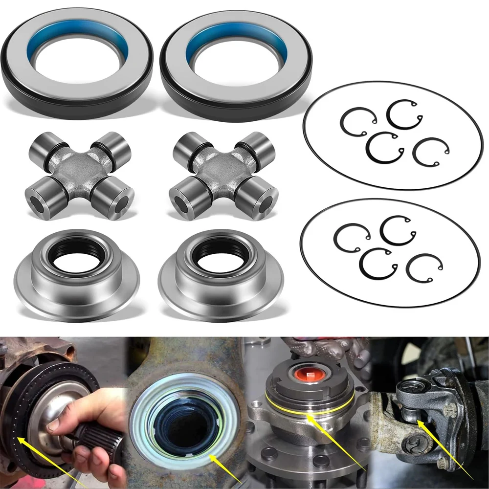 Front Axle Seal U Joint Kit & Inner Knuckle Oil Seals & Outer Tube Seals & Hub O-Rings for 2005-19 Ford Super Duty F250 F350