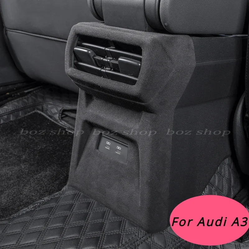 Car Rear Seat Armrest Box Kick Cover Rear Air Vent Kick Pad For Audi A3 2021 2022 2023 2024 Interior Refit Parts Accessories