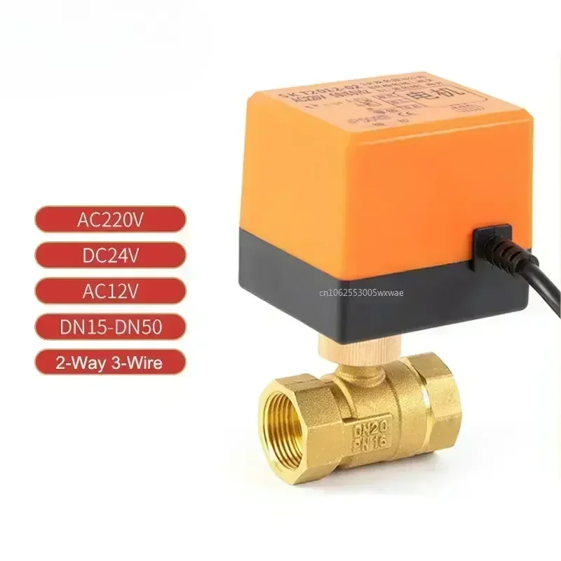 Motorized Ball Valve DN15/DN20/DN25/DN32 AC 220V Brass Electric Motorized Thread Ball Valve 2-Way 3-Wire DC 12V  with Actuator