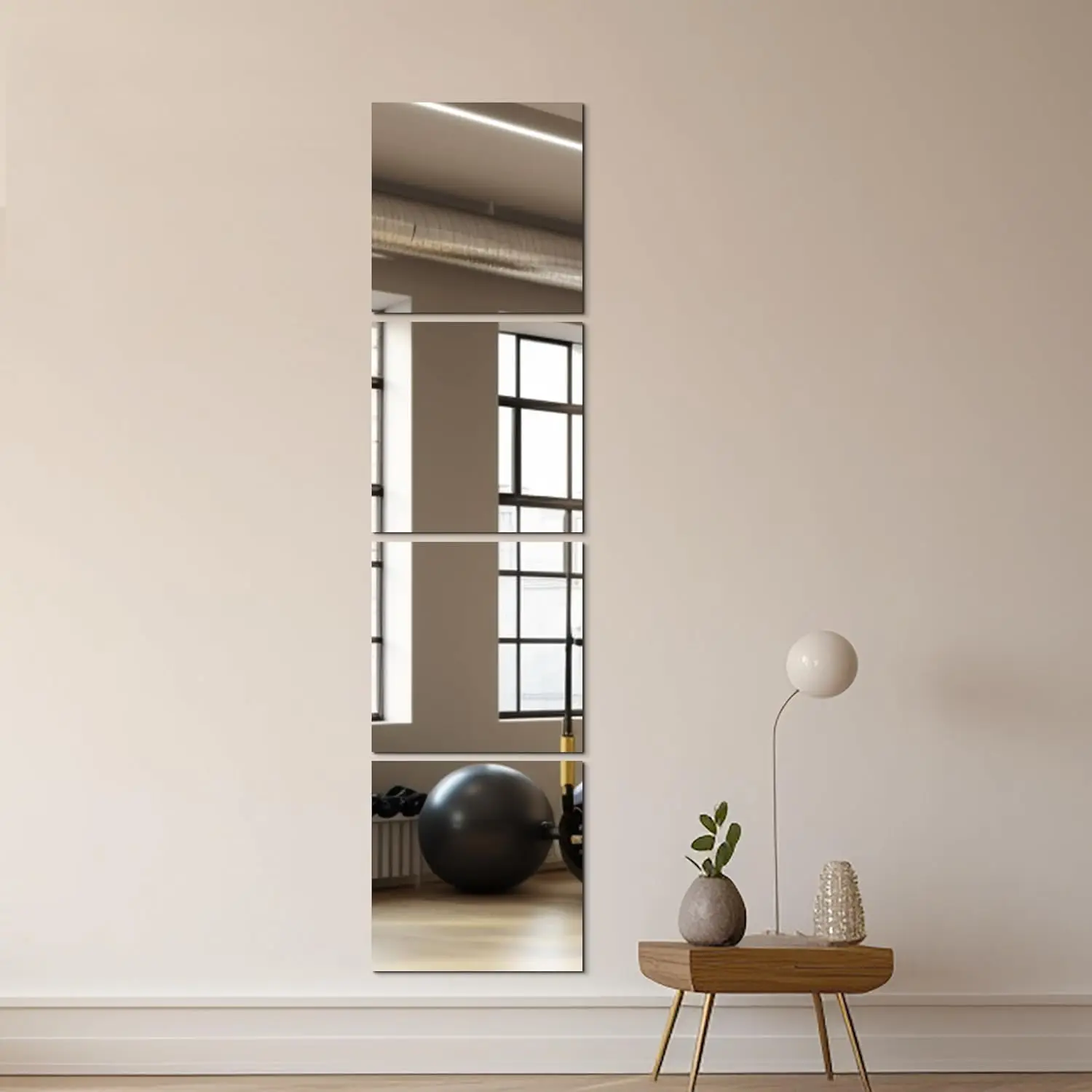 4/8PCS 35x35cm 2D Square Acrylic Mirror Wall Sticker Self Adhesive Wall Tile Reflection Mirror Decal Home Decor For Living Room