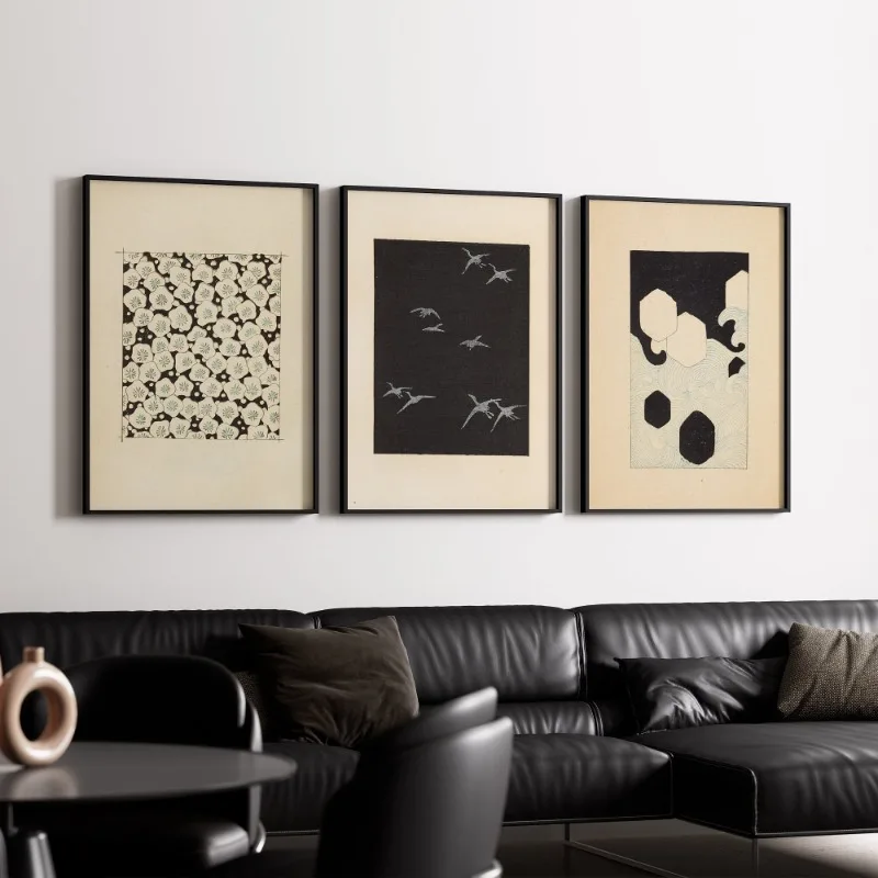 Minimalist Japanese Black and White Abstract Sea Wave Posters and Prints Canvas Printing Wall Art Picture for Living Room Decor