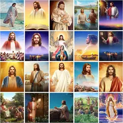 GATYZTORY 5d Diamond Painting Religious Figures Full Drill Square /Round Diamond Embroidery Cross Stitch Mosaic Jesus Handmade