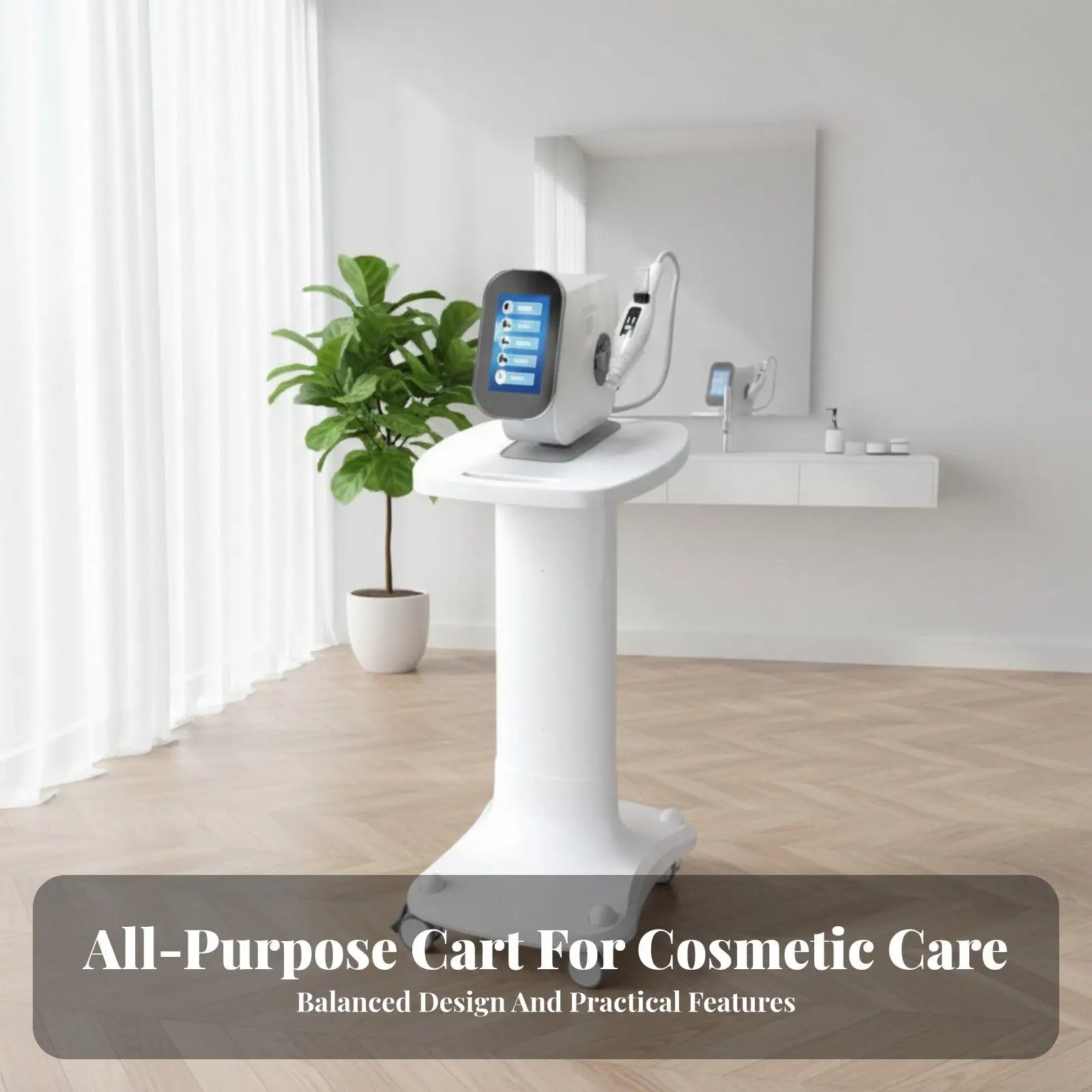 Mobile Beauty Trolley with Wheels for Salon Spa Esthetician Rolling Utility Cart ABS Plastic Storage Organizer Workstation