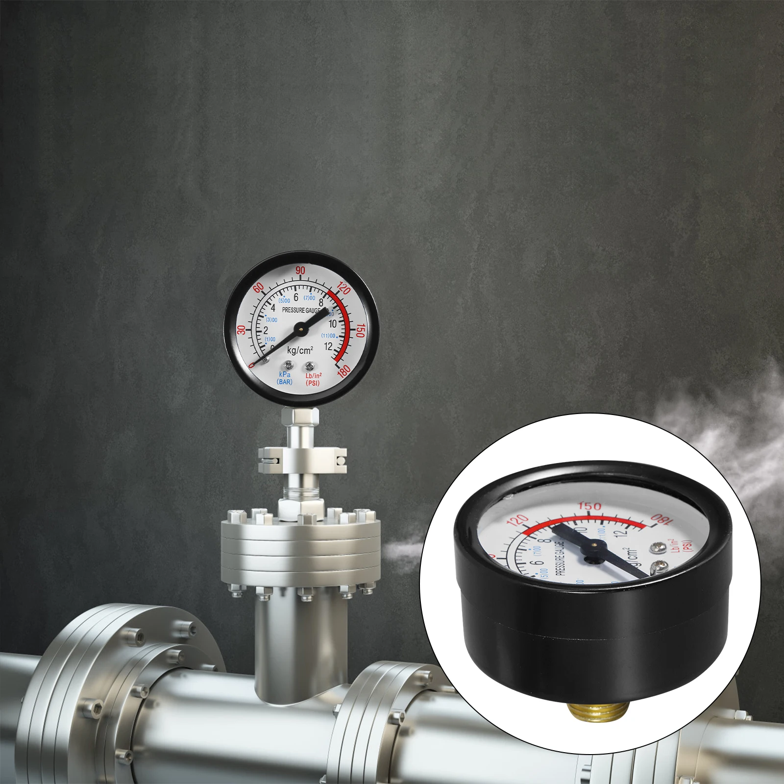 

Oil-free Air Compressor Pressure Gauge Accessories 1/4 Inch Vertical Iron Table for Air Pressure Measurement Tool