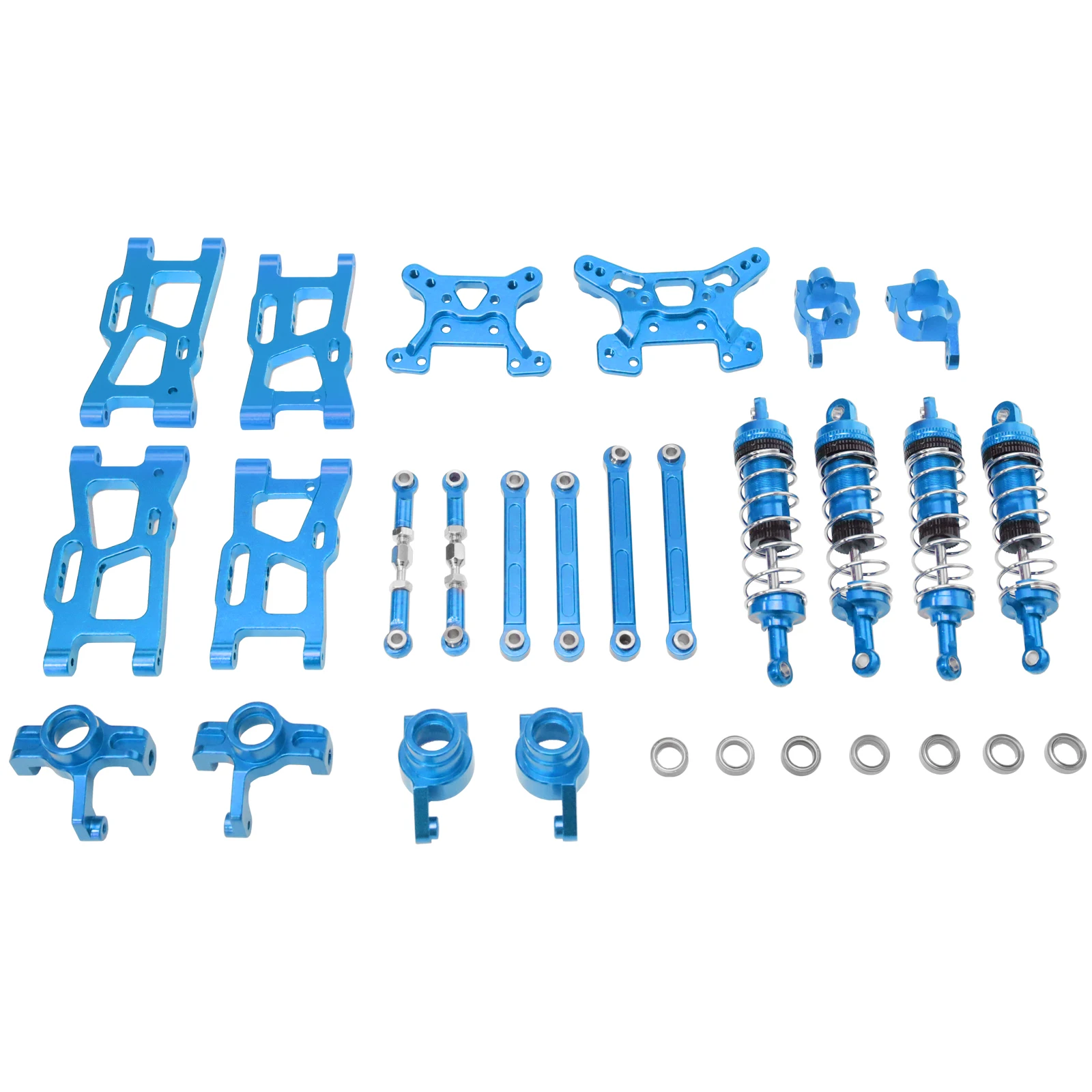 High Strength Alloy 8PCS Upgrade Parts Support Frame Steering Cup Shock Parts For WLtoys 144016 144018 RC Racing Car