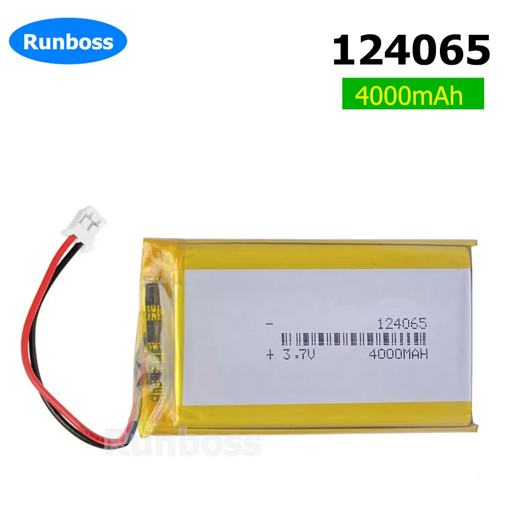 124065 3.7V 4000mAh Battery PH 2.0mm 2pin Plug Hand Warmers Tablet PC Medical Devices Camera Smart Lock Driving Recorder Radio