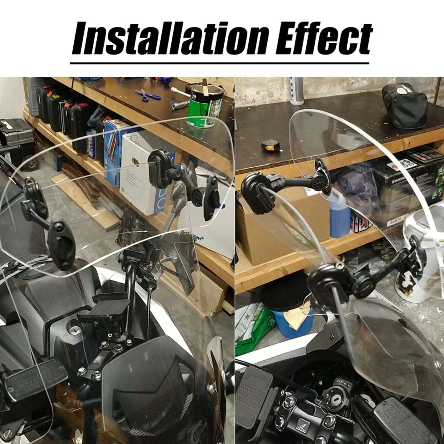 

2X Motorcycle Windshield Extension - Universal Adjustable Clip-On Windscreen Extender- For Honda Suzuki Kawasaki