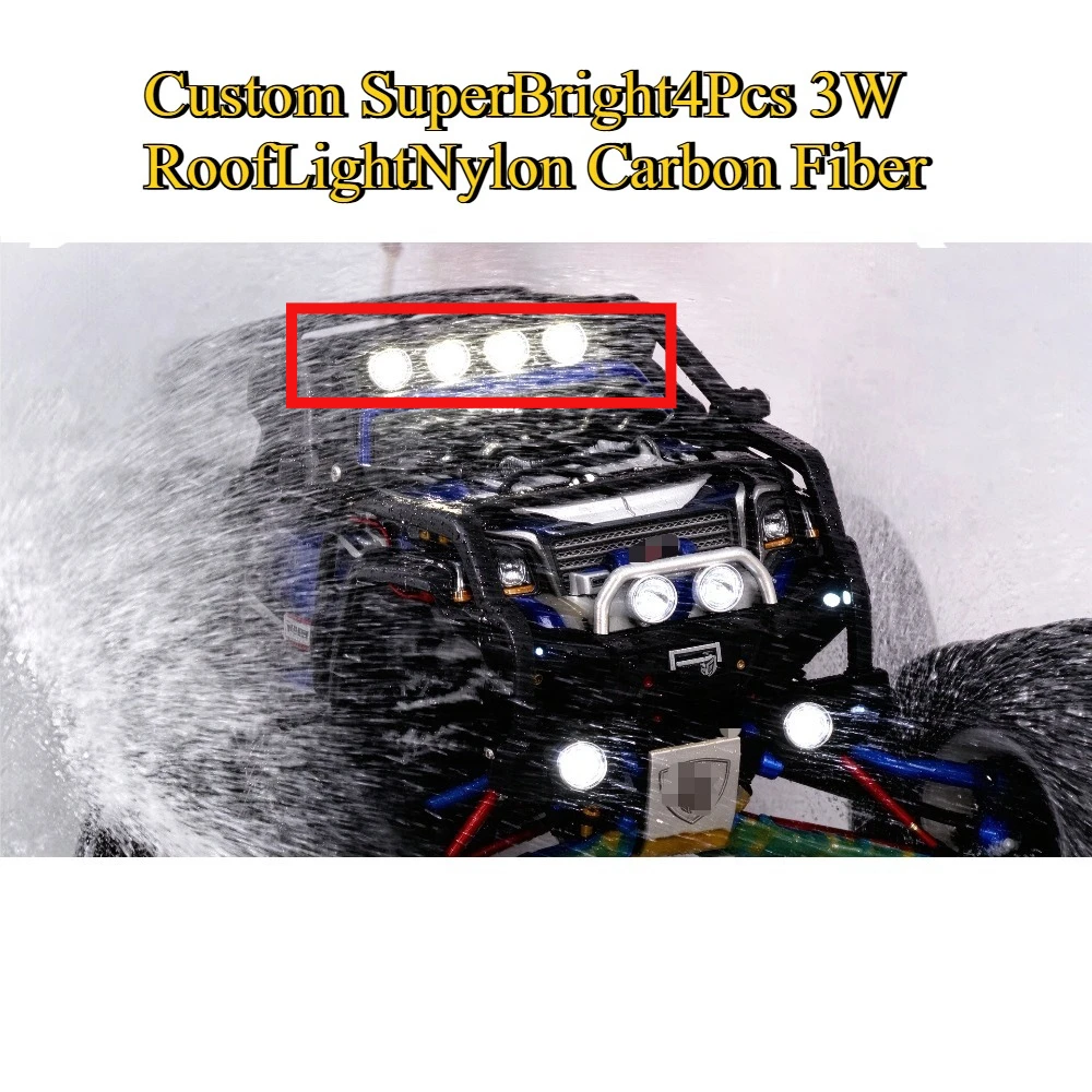 Nylon Carbon Fiber Super Bright 3W Roof Lamp 4Pcs RC Monster Truck Upgrade Accessories For 1/10 Summit custom size Spare Parts