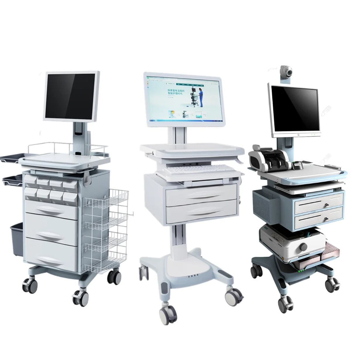 Telemedicina Telehealth Devices Tablet Mobile Computer Cart Nurse Workstation Hospital Trolley