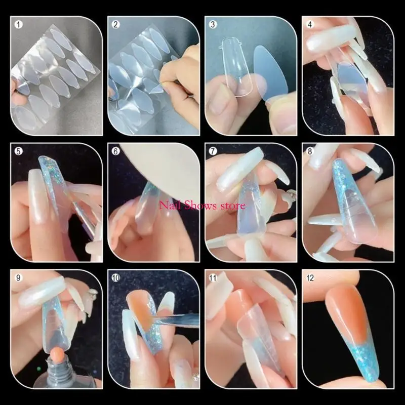 E0BC Forms สติ๊กเกอร์ปลายเล็บคู่มือสติกเกอร์ซิลิโคนสั้นเล็บรูปแบบเล็บออกแบบแม่พิมพ์สำหรับรูปแบบเล็บอะคริลิค DIY