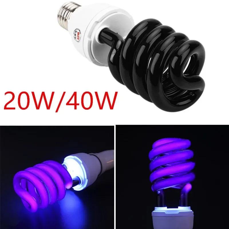 E27 40W Blacklight Light Bulb Lamp UV Ultraviolet Fluorescent 220V Violet Light Low Bright Energy Germicidal Lamp Lighting