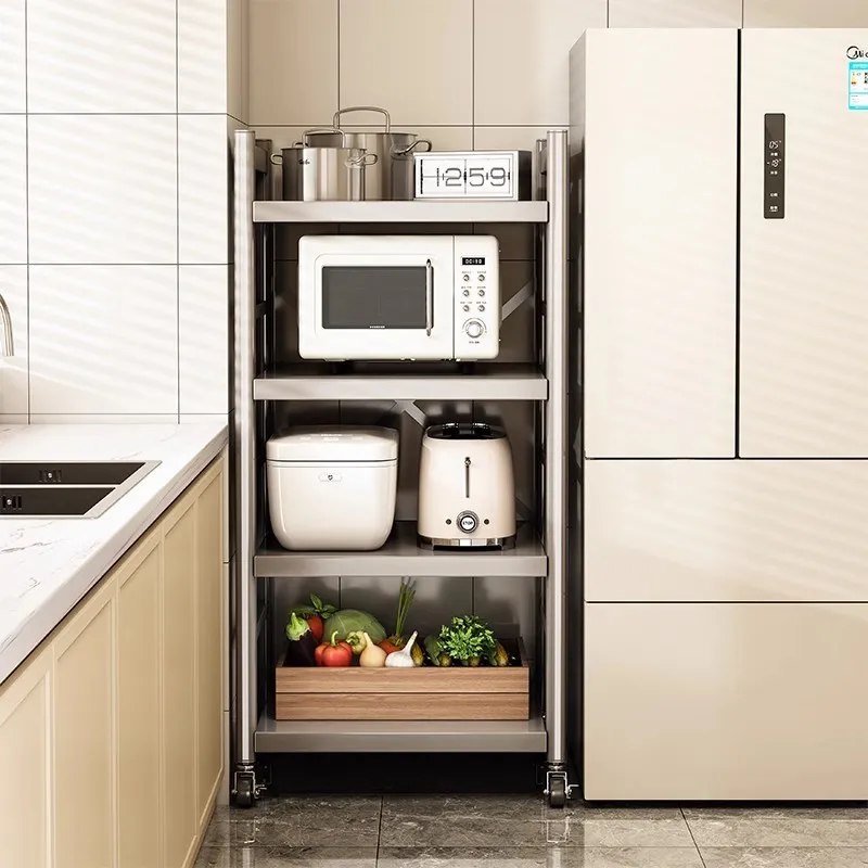 

Kitchen crevice multi-functional shelf upgraded folding bracket, floor-to-ceiling multi-layer refrigerator side convenient