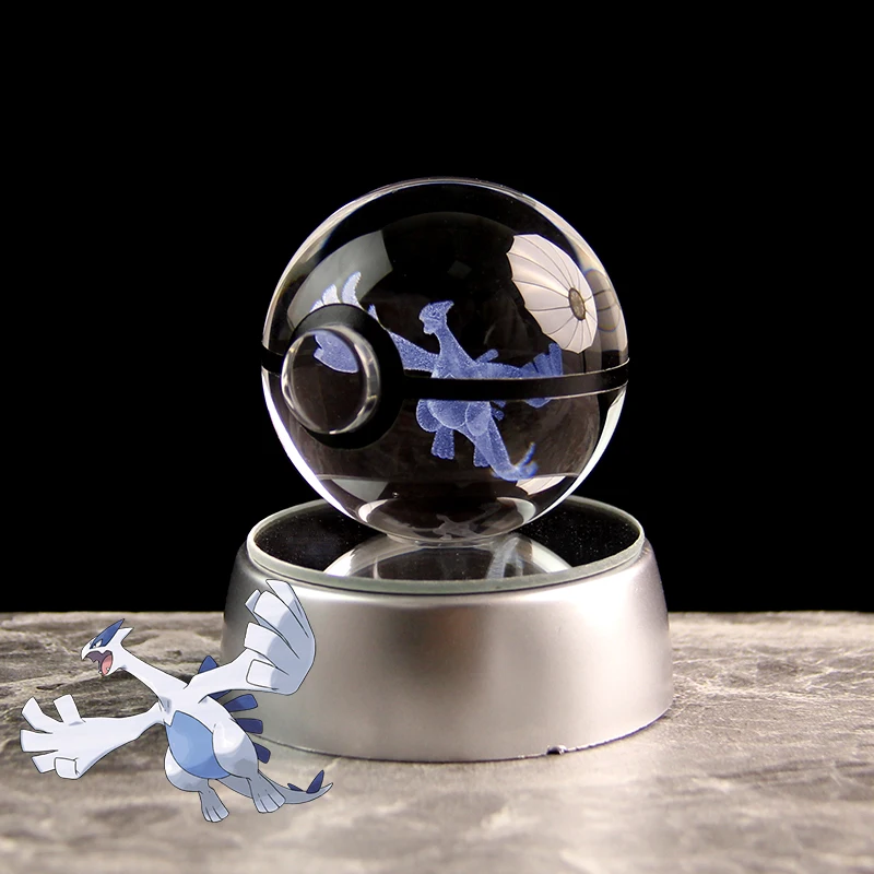 Pokemon Lugia Crystal Ball Model Toys, 3D Laser Engraving,  Game Souvenir Collection, Christmas Gifts for Kids, 5cm