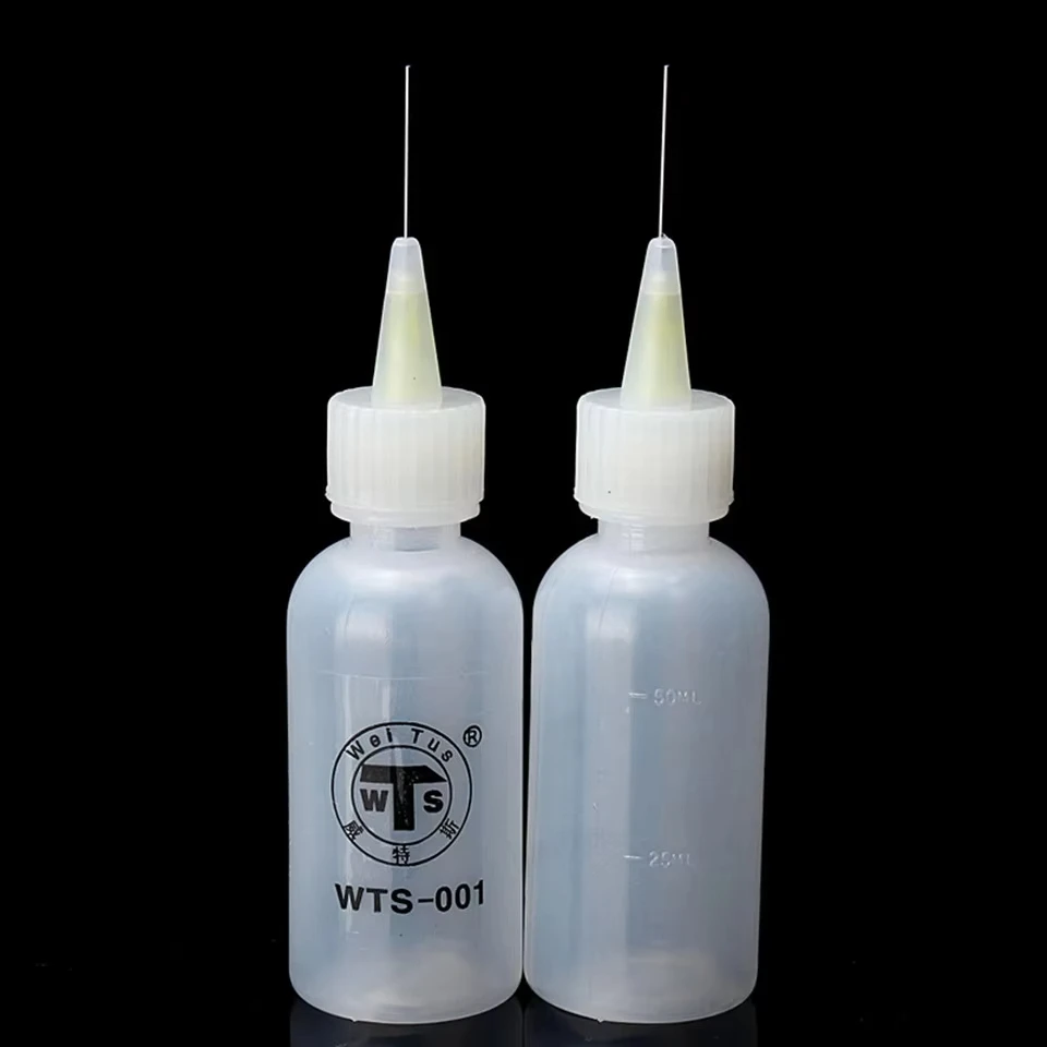 Butelka z dyszą igłową 50ml WTS-001, precyzyjna kontrola kroplowania, ergonomiczna konstrukcja do wyciskania, do naprawy PCB telefonów, lutowania, majsterkowania. — zdjęcie 6