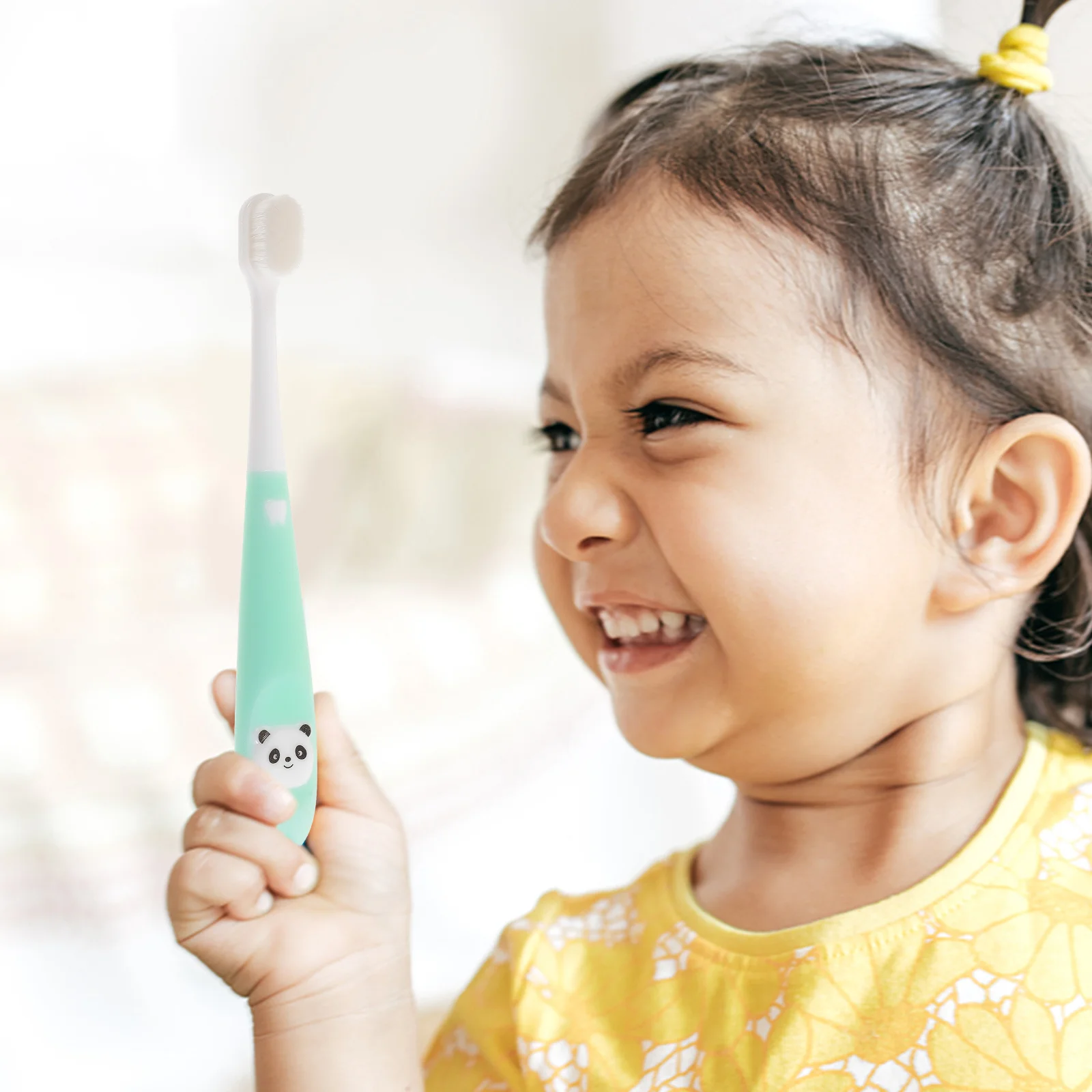 Children's Panda Toothbrush Sturdy for Kids Cute Animal Manual Soft Bristle Lovely Pp with Storage Bucket Care Tool