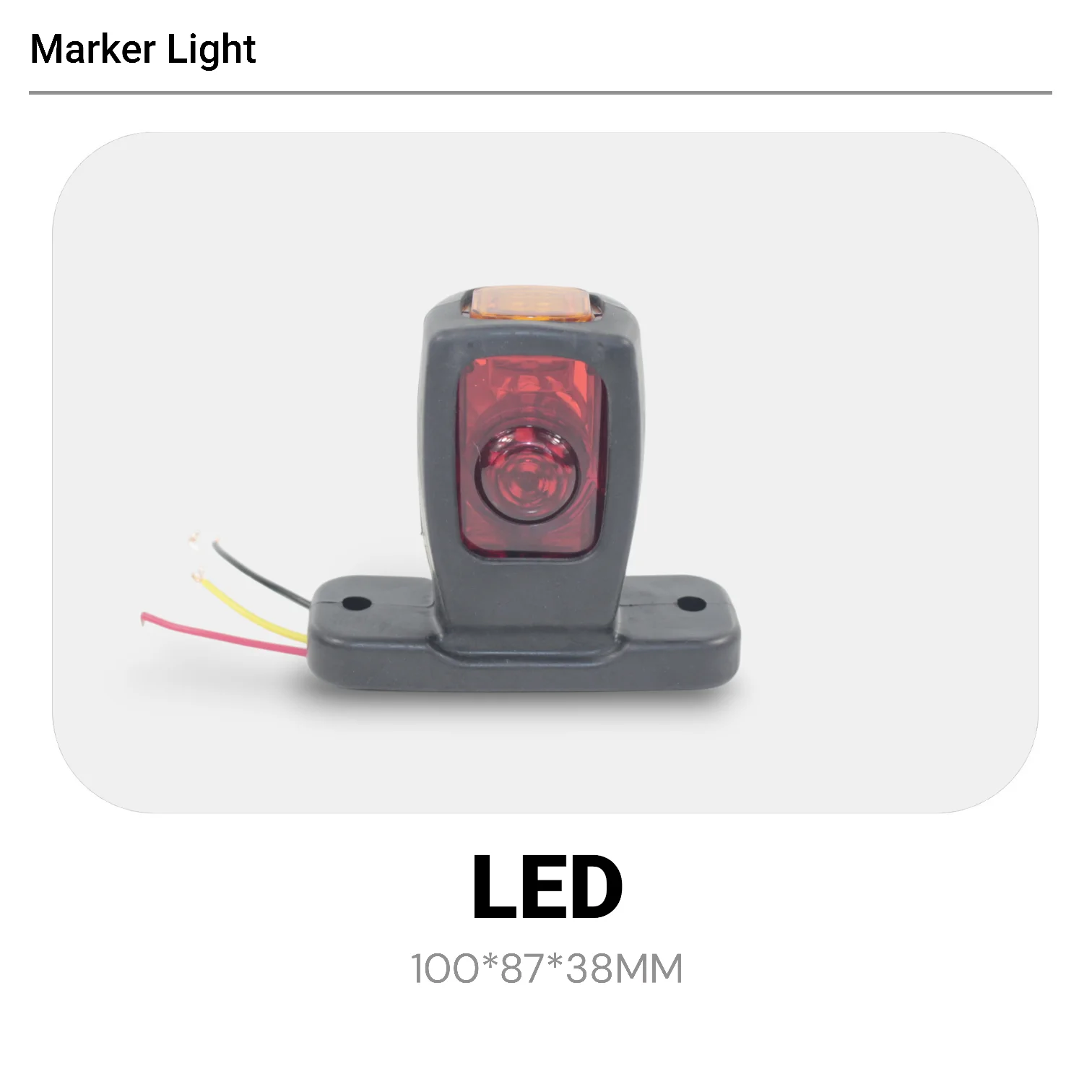 2Pcs 100*87mm Rubber & Plastic LED Side Marker Light,  with Screws & Nuts for Truck Pickup Off-road Vehicle