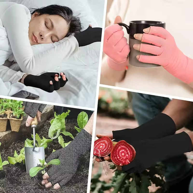 GOMOREON 1Pair Arthritis Gloves Women Men, Carpal Tunnel, Rheumatiod, Tendonitis, Fingerless Hand Thumb Compression Gloves - Image 6