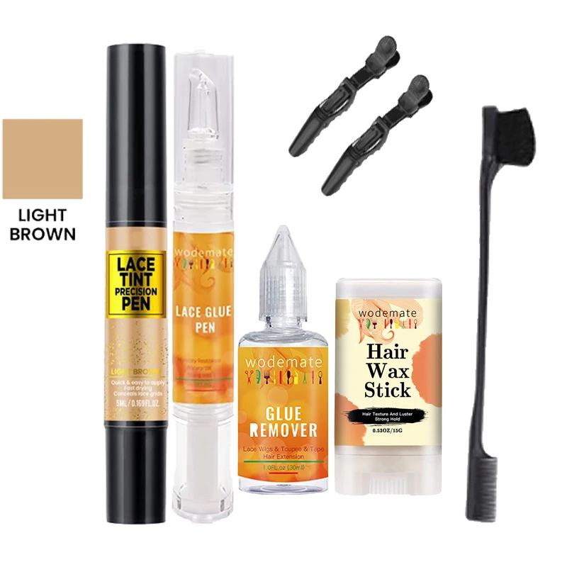 Wodemate Tinted Lace Precison Parting Pen Wig Lace Glue Wig remover Hair Wax Stick The travel set is small and easy to carry