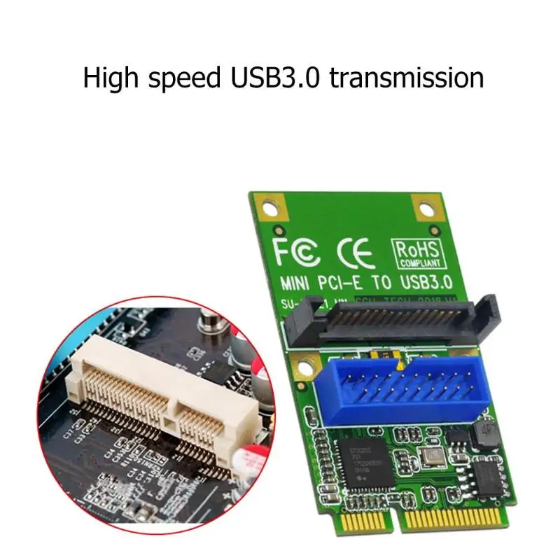 Mini PCI-E Express to USB 3.0 19Pin 20Pin Expansion Header Card SATA power-on interface for Desktop PC Mini PCI-E to USB Adapter