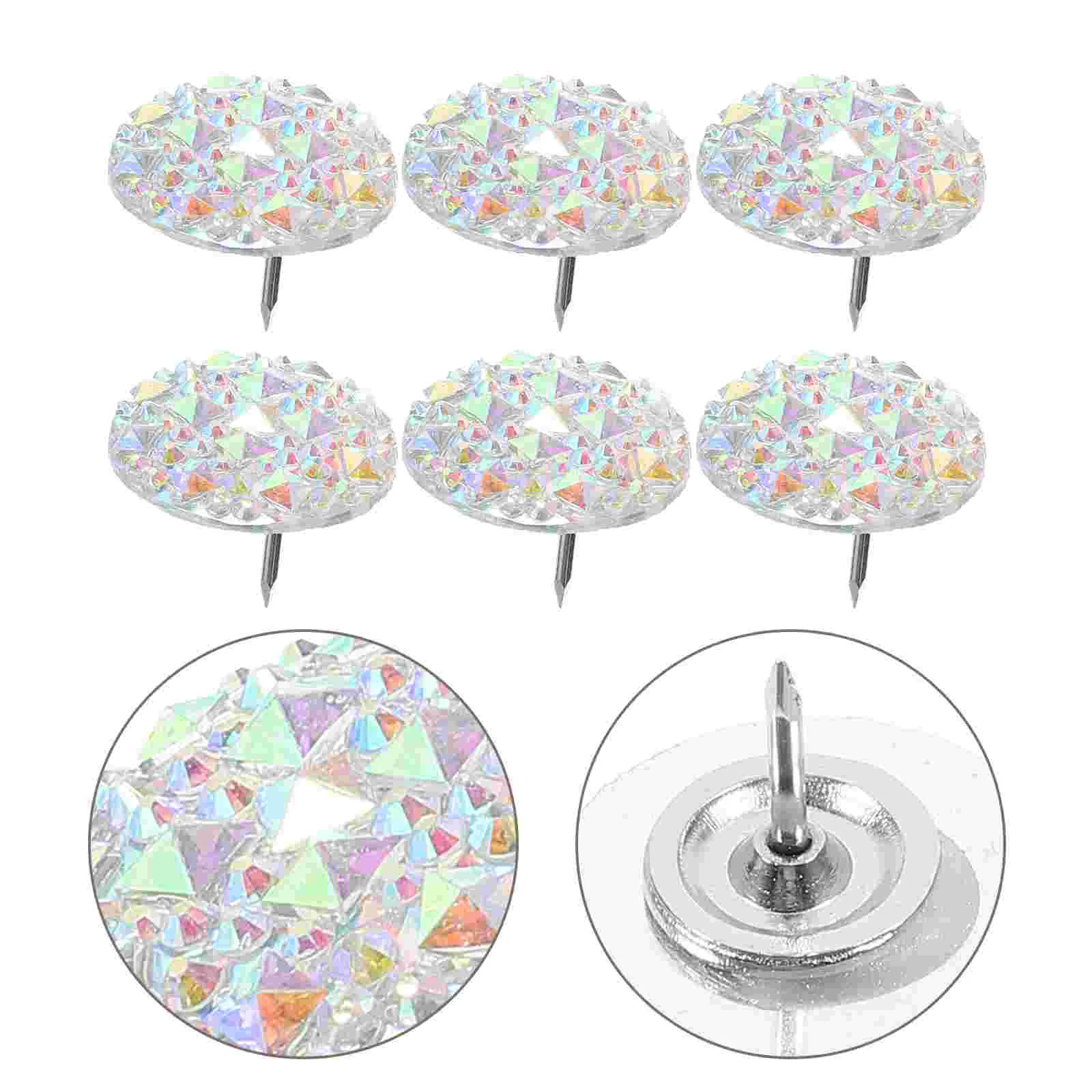 20 Pcs Resin Rhinestone Thumbtacks Rhinestones Household Toothed Gear Office Supply Beautiful Push Pin Decorative Photo Pins