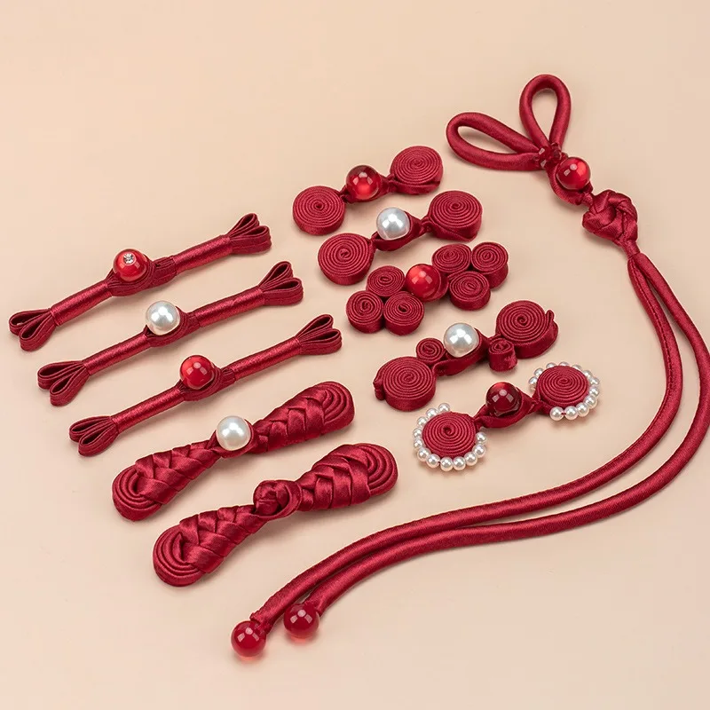 1pcs Cheongsam Plate Buttons Chinese Style Jade Beads Retro Hanfu Handmade Woven Decorative Buttons for Women